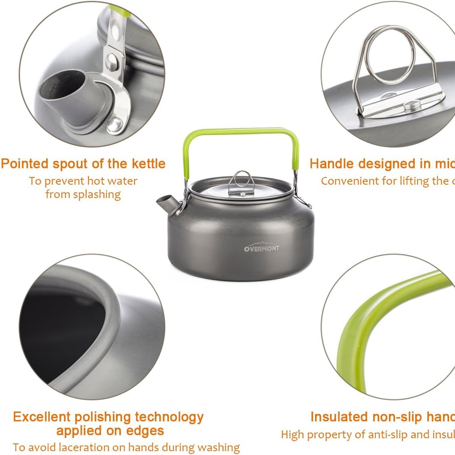 Overmont 1.2L Aluminium Camping Kettle: image 2