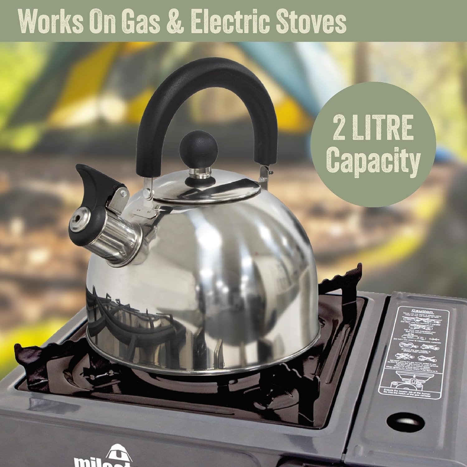 Milestone Camping 2L Whistling Camping Kettle: image 6