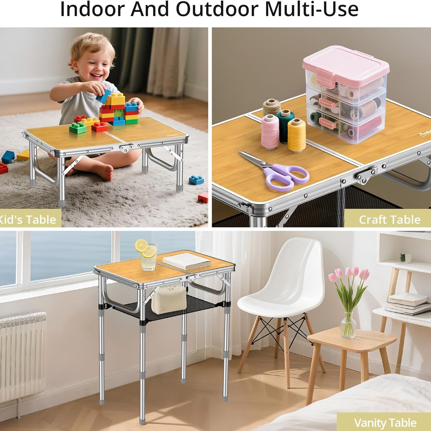 Adjustable Height Folding Camping Table 2ft: image 5