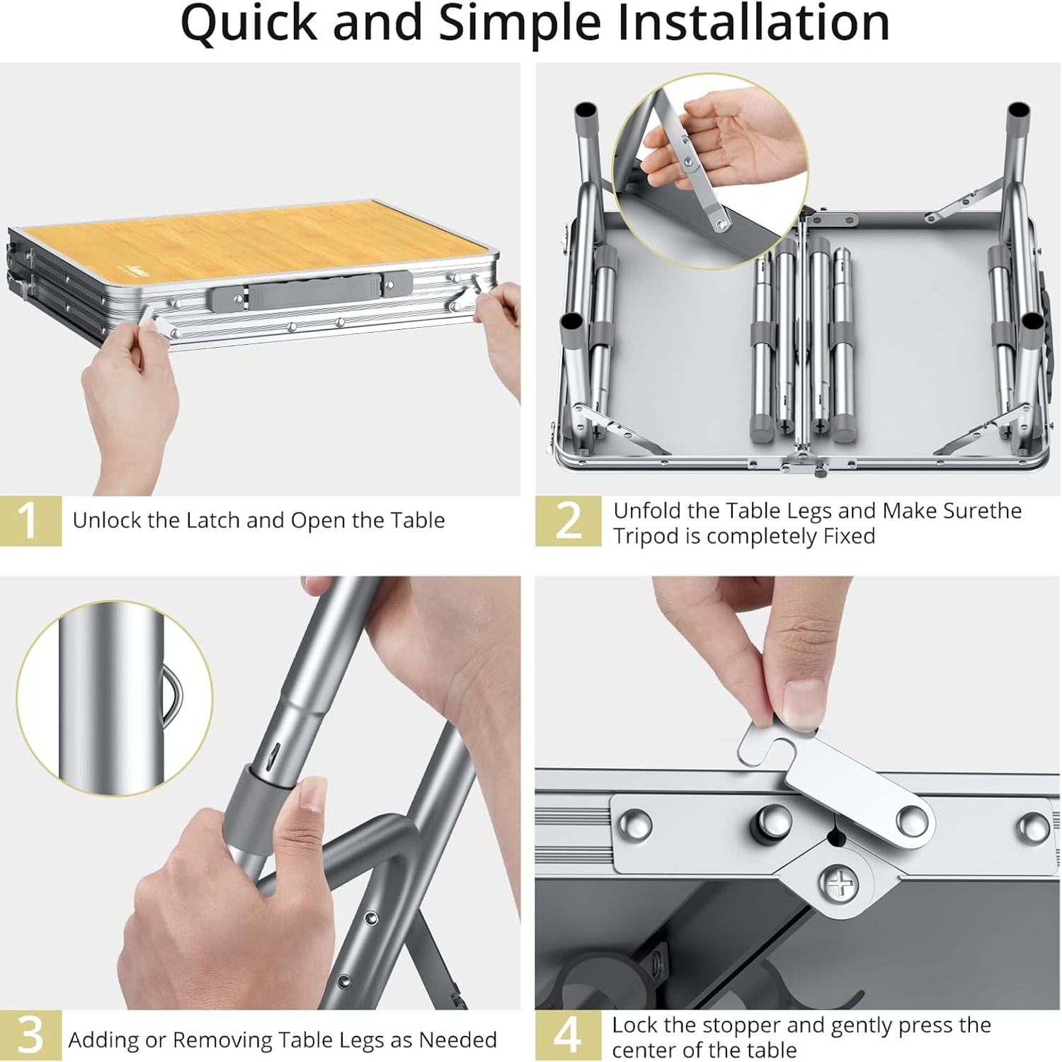 Adjustable Height Folding Camping Table 2ft: image 10