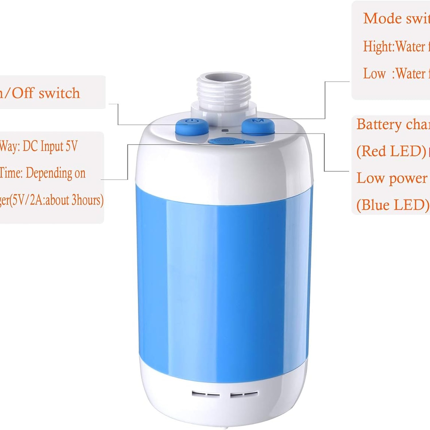 Portable Camping Shower with Rechargeable Pump