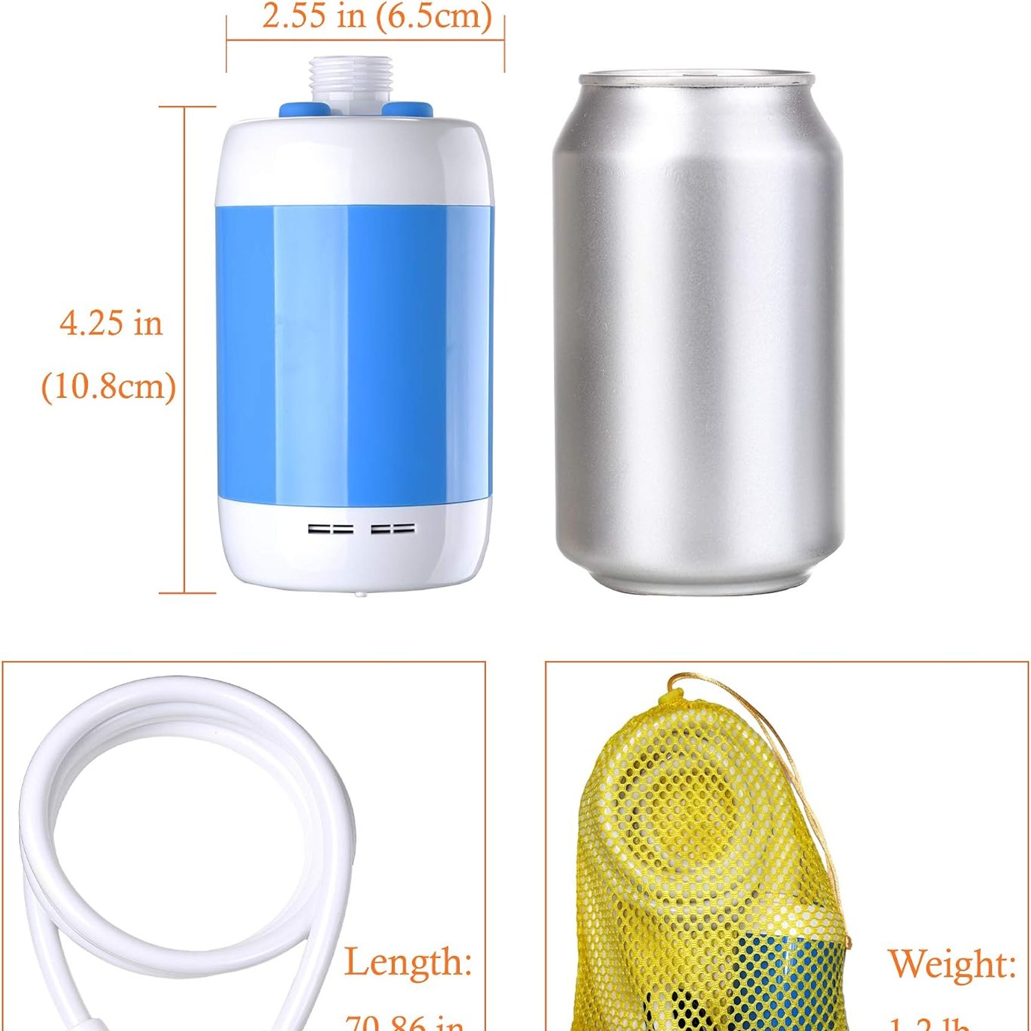 Portable Camping Shower with Rechargeable Pump