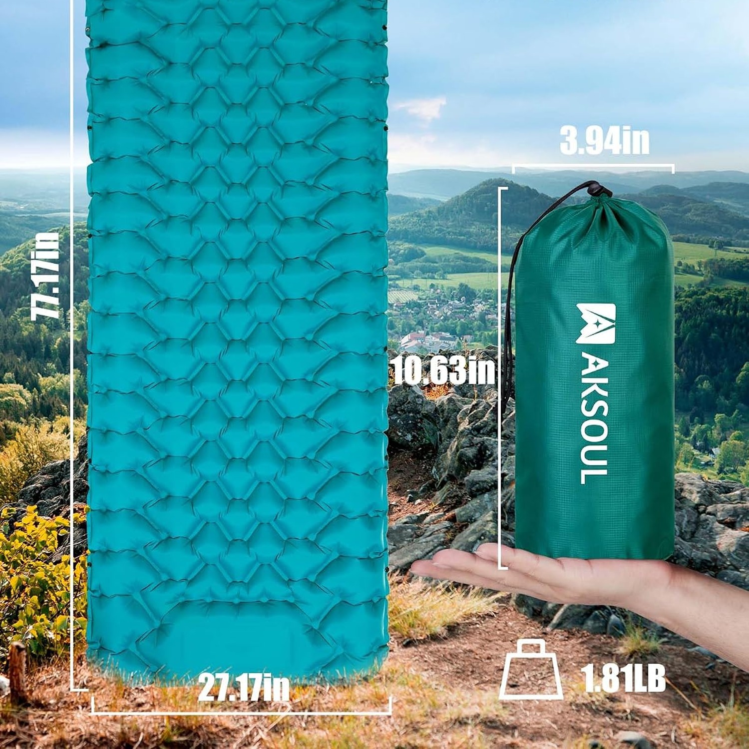 Extra Thick Camping Sleeping Pad with Built-In Foot Pump and Pillow: image 6
