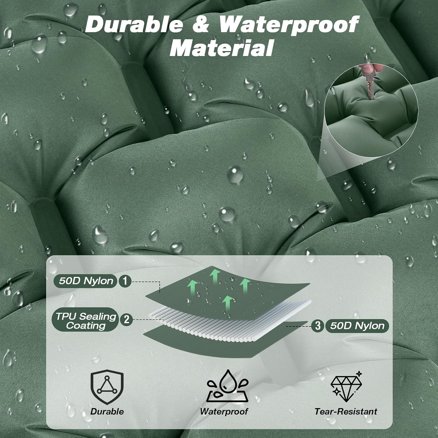 Self Inflating Sleeping Mat with Built-In Foot Pump and Pillow: image 3