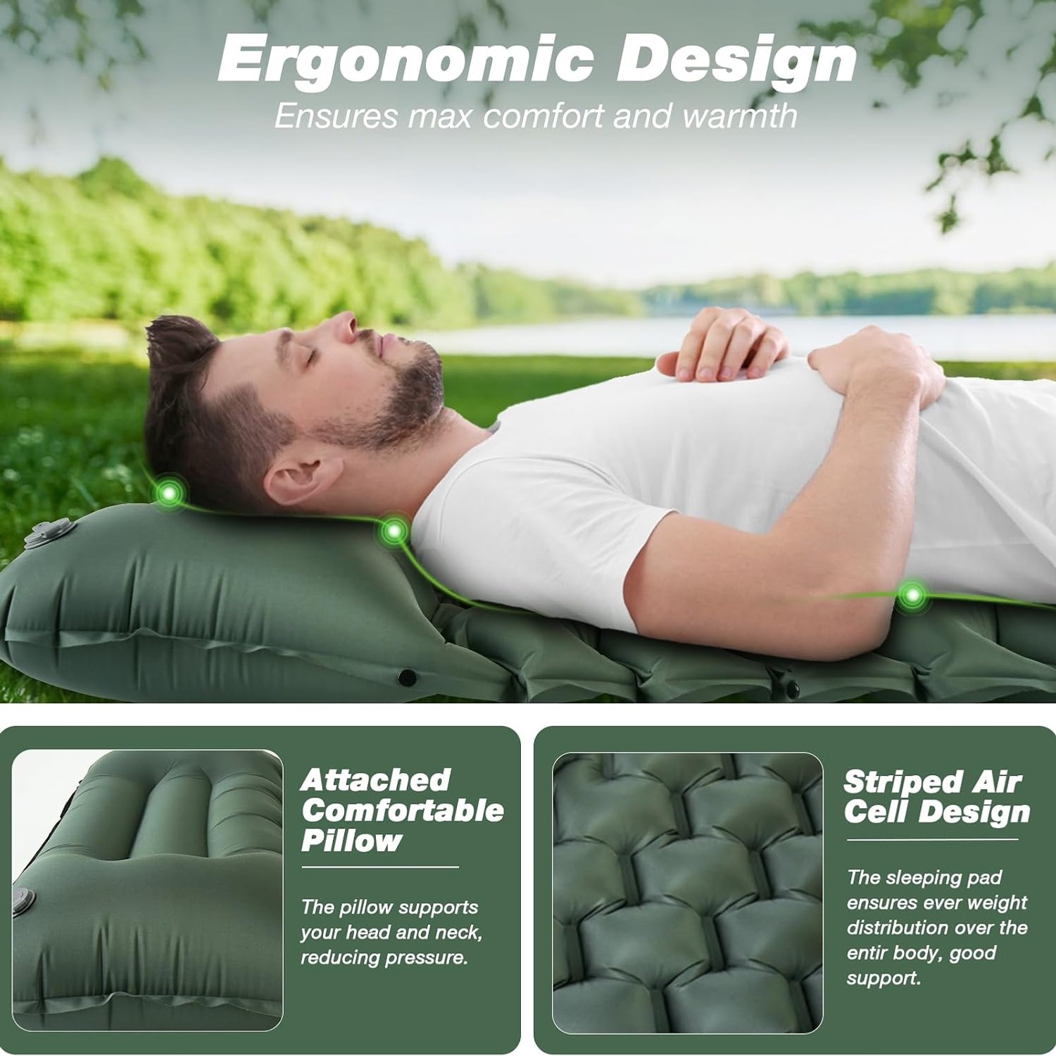 Self Inflating Sleeping Mat with Built-In Foot Pump and Pillow: image 5