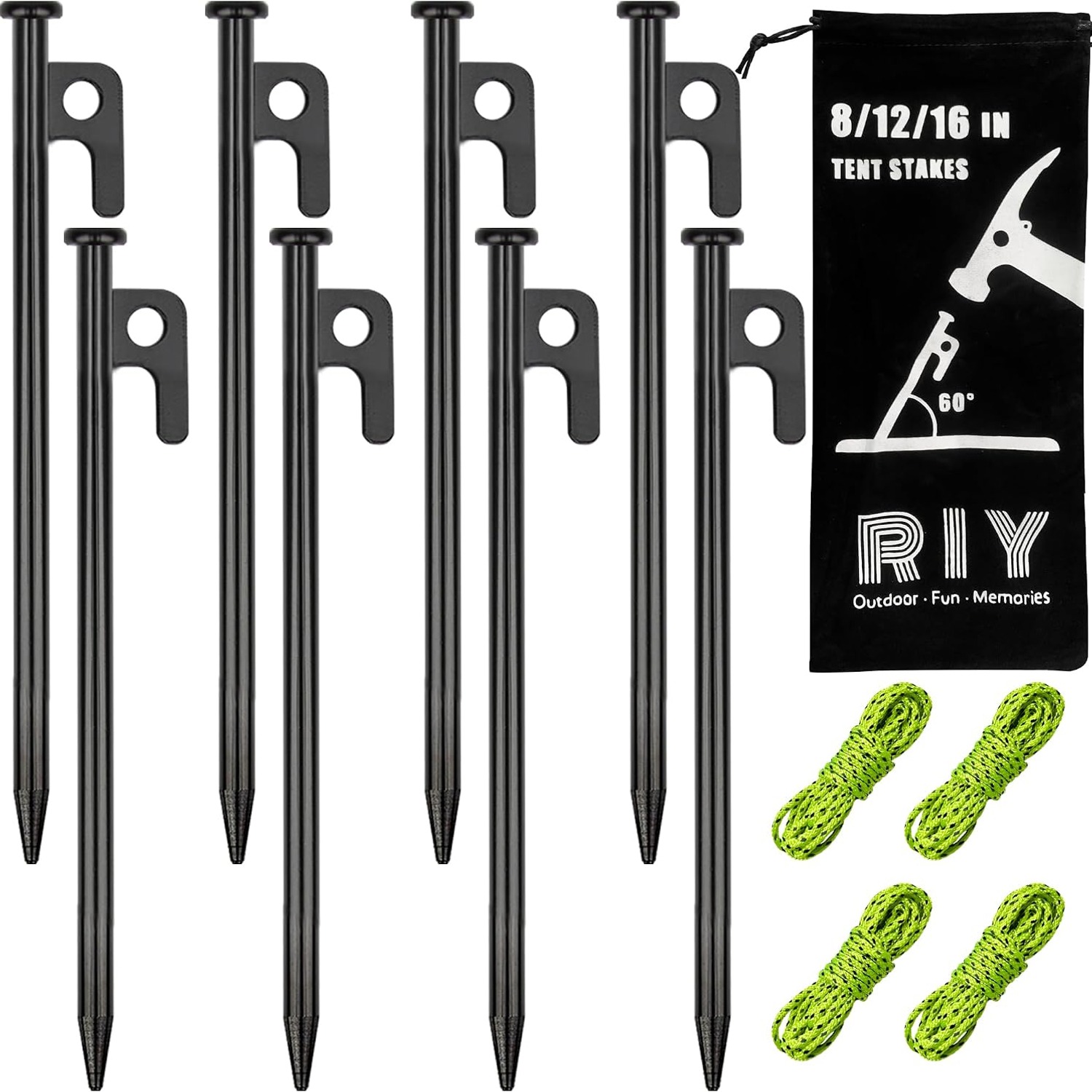 Heavy Duty Forged Steel Tent Pegs 8 Pack