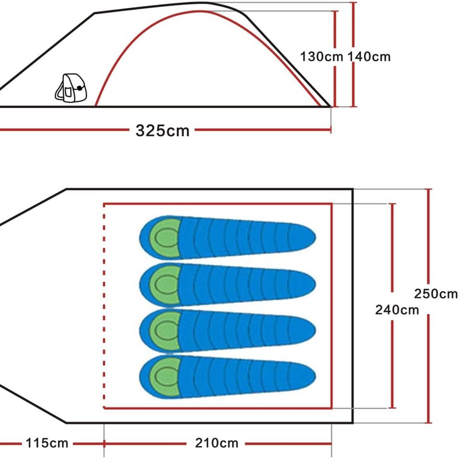SAFACUS 4 Person Double Layer Dome Tent